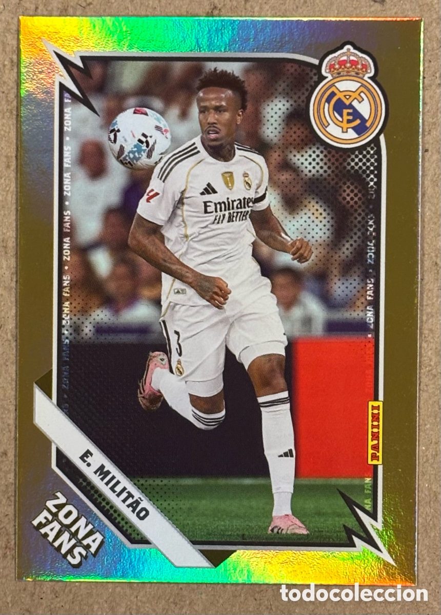 Cartes &agrave; collectionner de Football: EDER MILITAO (REAL MADRID). CARTA ZONA FANS GOLD COLECCI&Oacute;N REAL MADRID PANINI CLUB 2025/26.