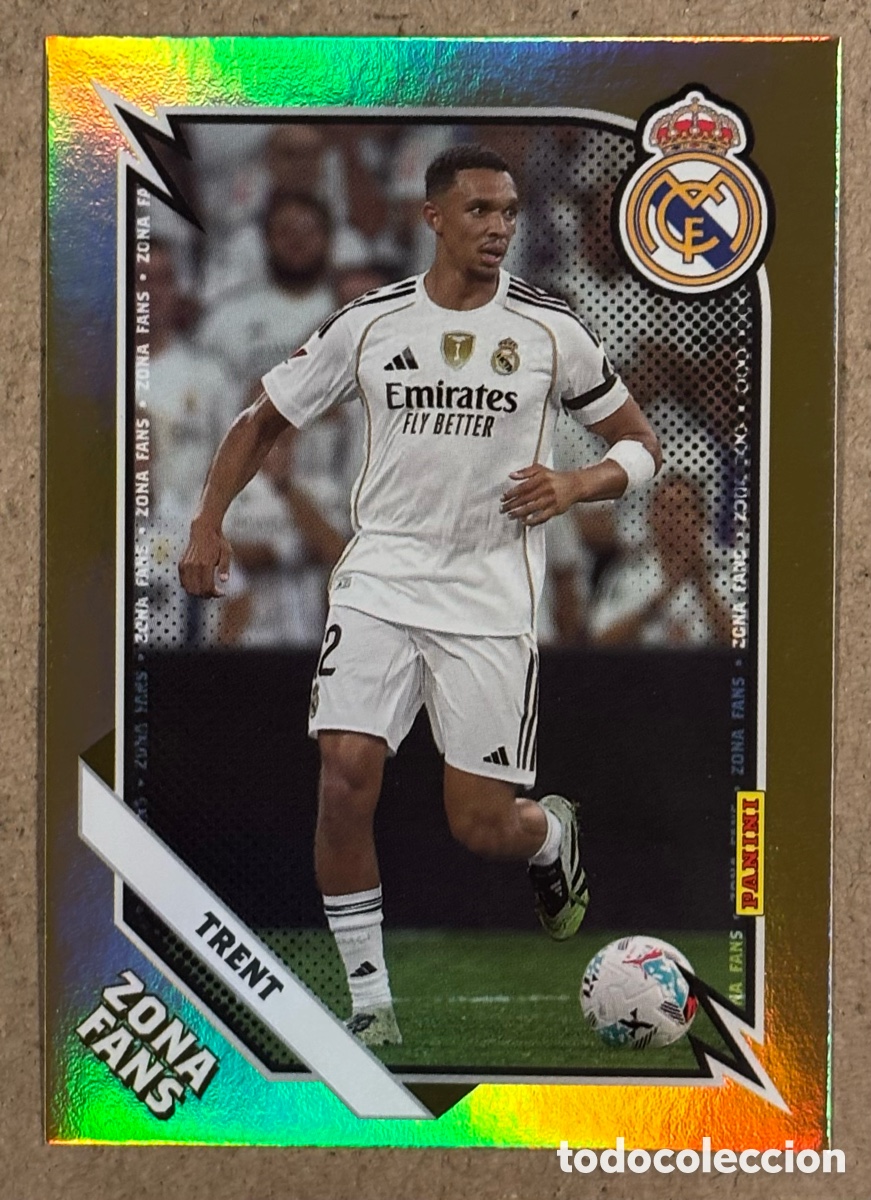 Cartes &agrave; collectionner de Football: TRENT ALEXANDER ARNOLD (REAL MADRID). CARTA ZONA FANS GOLD COLECCI&Oacute;N REAL MADRID PANINI CLUB 2025/26