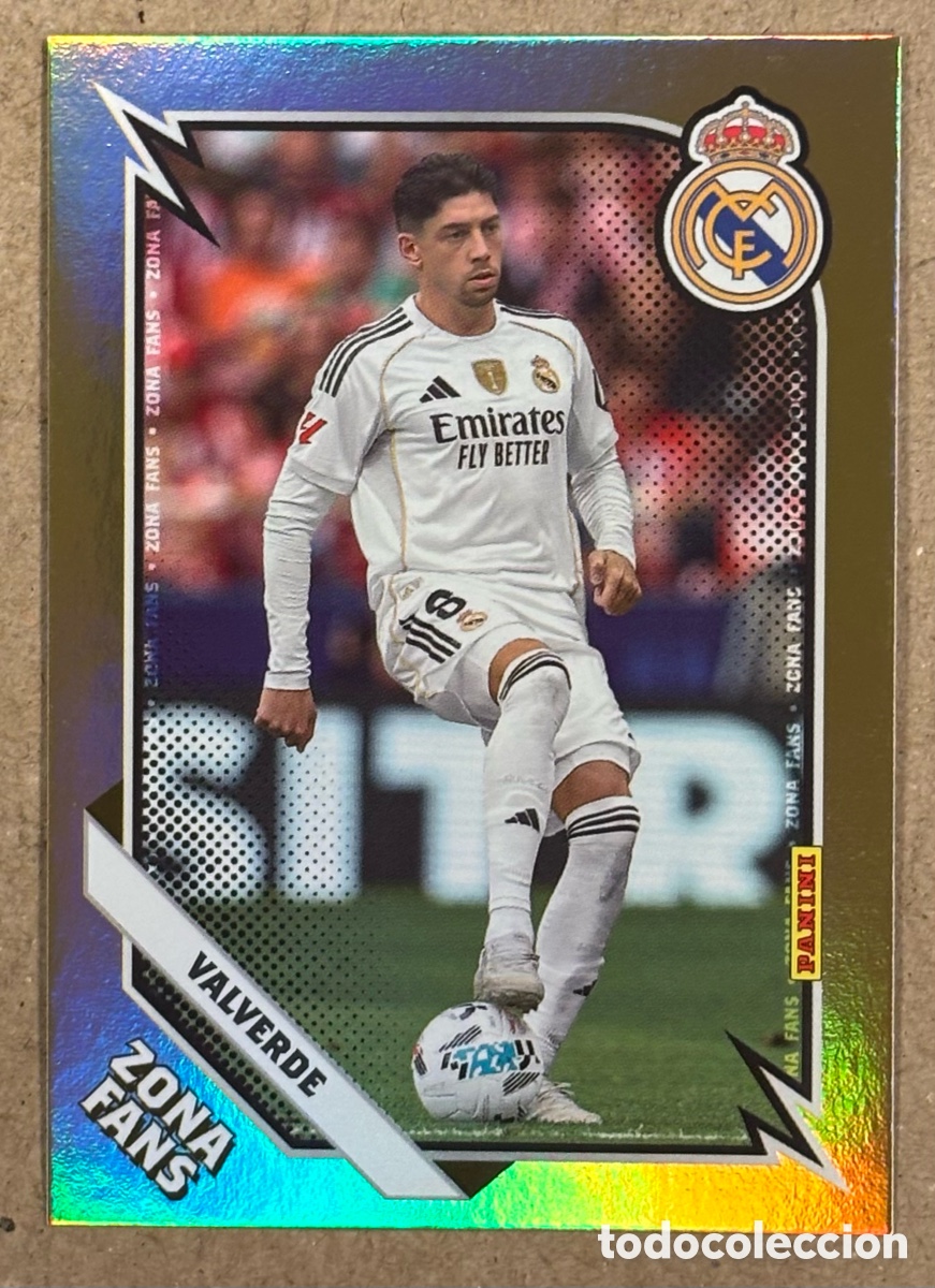 Cartes &agrave; collectionner de Football: FEDE VALVERDE (REAL MADRID). CARTA ZONA FANS GOLD COLECCI&Oacute;N REAL MADRID PANINI CLUB 2025/26