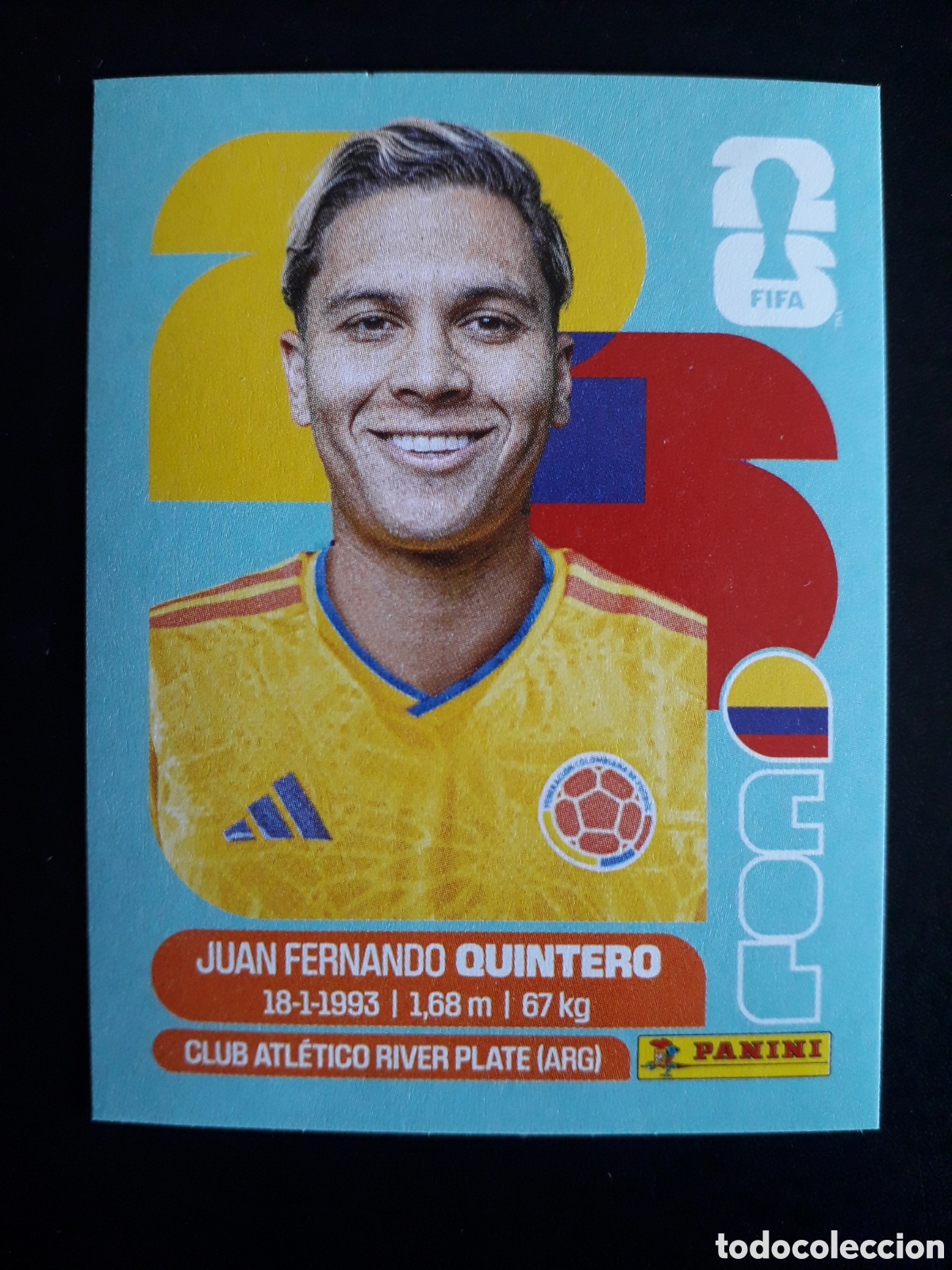 Cromos de F&uacute;tbol: QUINTERO COLOMBIA COL 15 MUNDIAL F&Uacute;TBOL 2026 FIFA WORLD CUP PANINI SIN PEGAR PEDIDO M&Iacute;NIMO 3&euro;