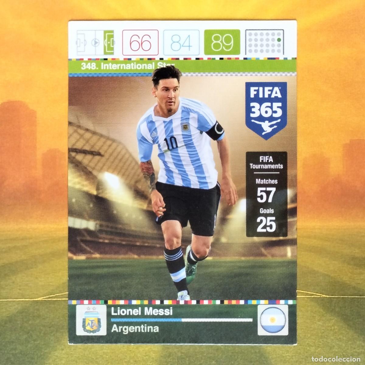 Figurine di Calcio: #348 Lionel Messi | Argentina | International Stars | Panini Adrenalyn XL FIFA 365 2016