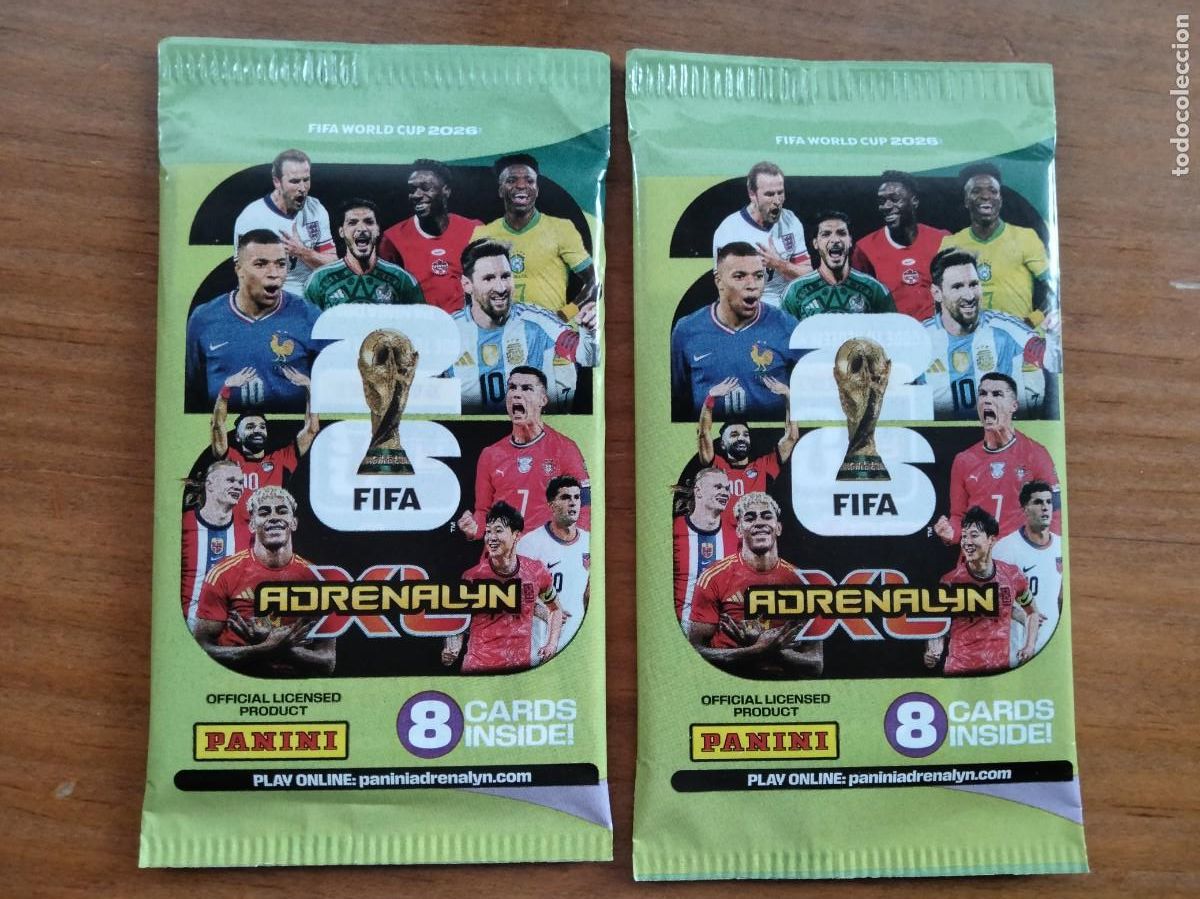 Cromos de F&uacute;tbol: Lote 2 sobres sin abrir card Adrenalyn mundial world cup Panini 2026