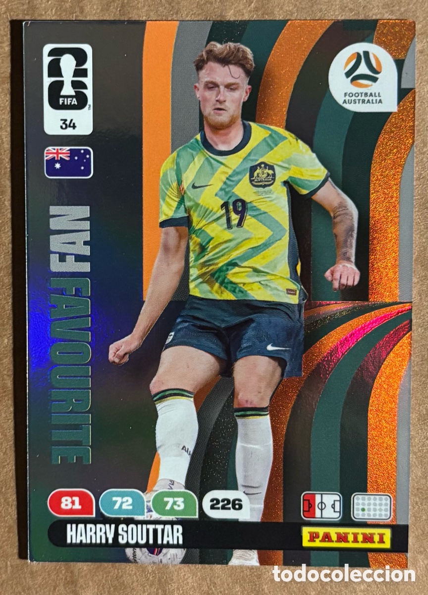 Figurine di Calcio: HARRY SOUTTAR (AUSTRALIA). CARTA FAN FAVOURITE PANINI ADRENALYN XL FIFA WORLD CUP 2026. #34.