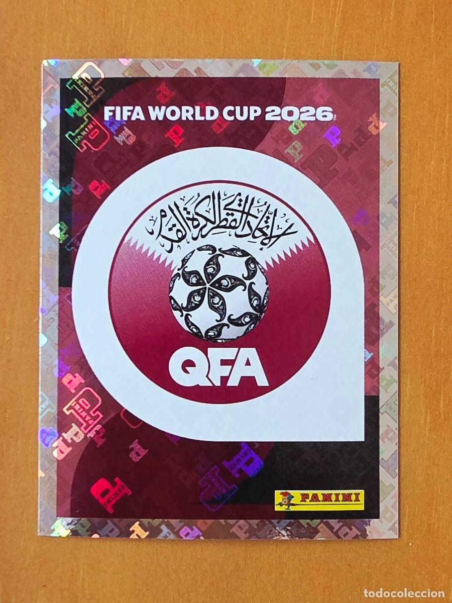 Cromos de Futebol: QAT 1 Escudo logo emblema Qatar Catar, Panini FIFA World Cup Mundial 2026 Sticker