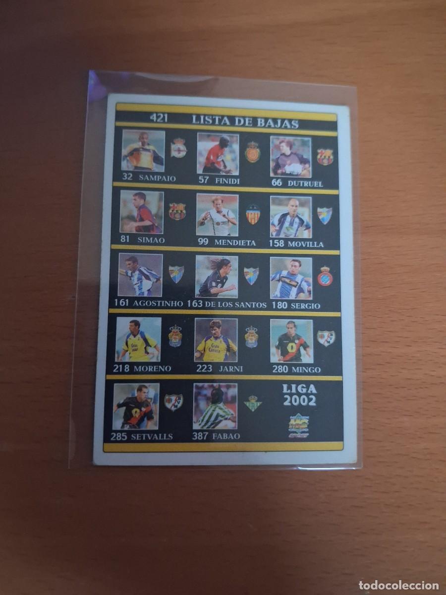 Cromos de Futebol: Fichas de la Liga de Mundicromo 2001 2002 01 02 421 Lista de Bajas Indice