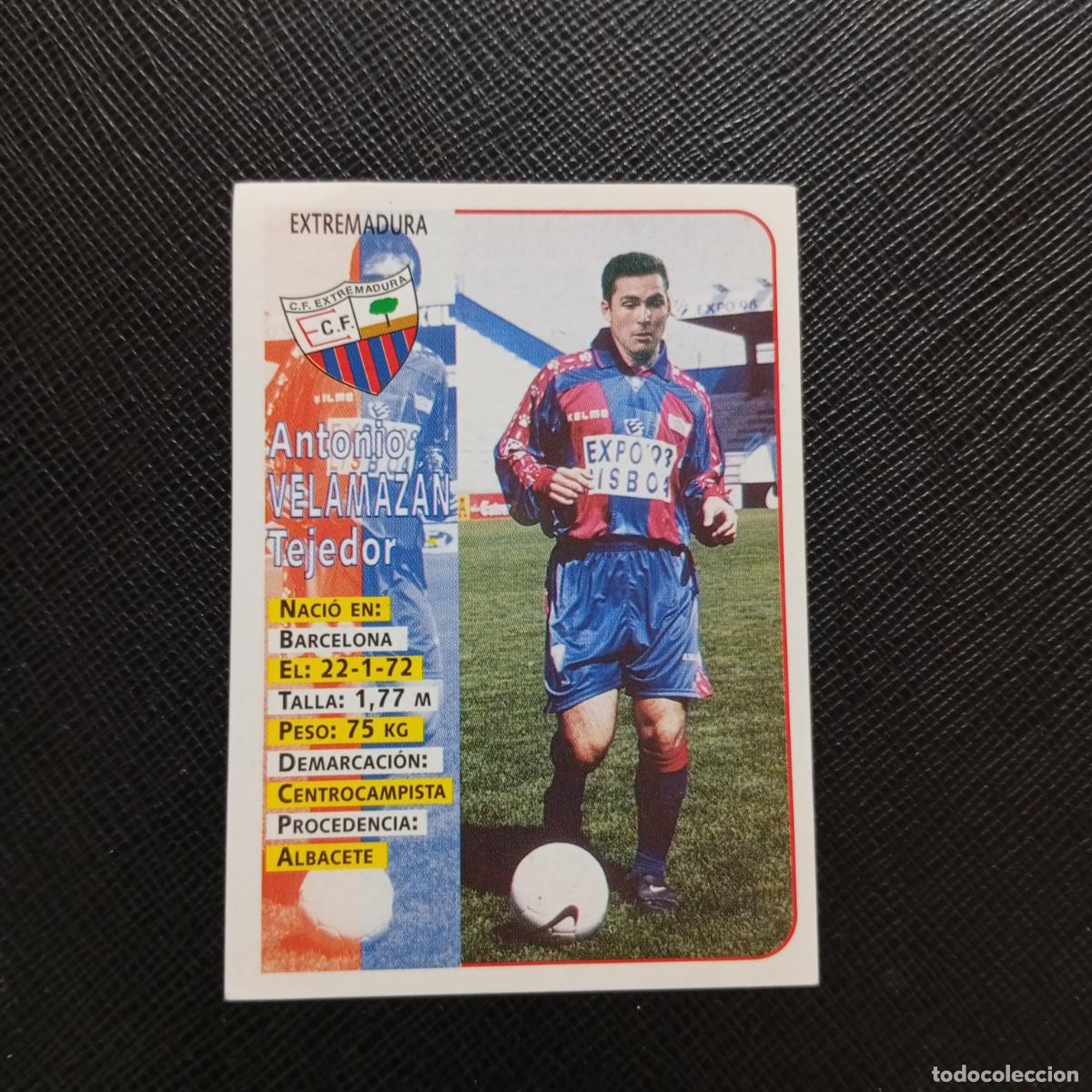Cromos de F&uacute;tbol: 435 VELAMAZAN EXTREMADURA PANINI 1998 1999 FUTBOL 98 99 - A151 PG118 ULTIMOS FICHAJE - VER TRASERA