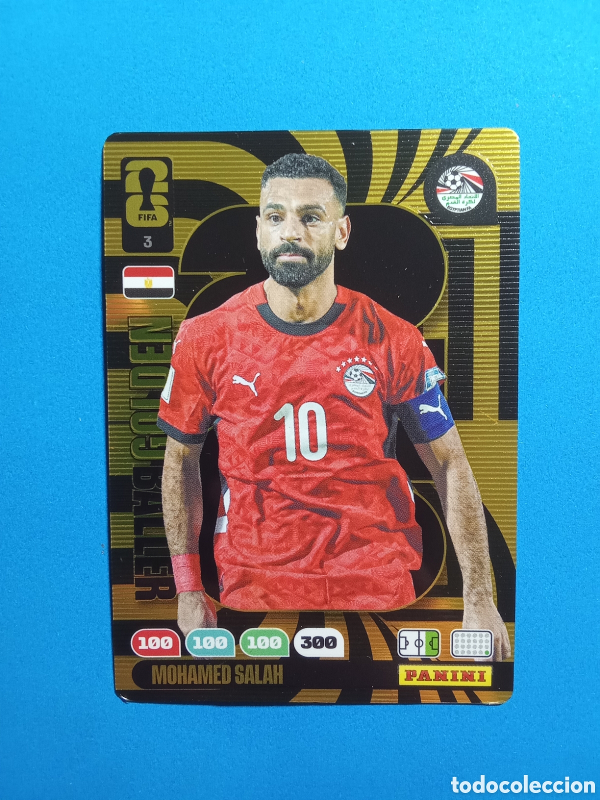 Figurine di Calcio: CROMO 3 GOLDEN BALLER SALAH EGIPTO FIFA WORLD CUP 26 MUNDIAL 2026