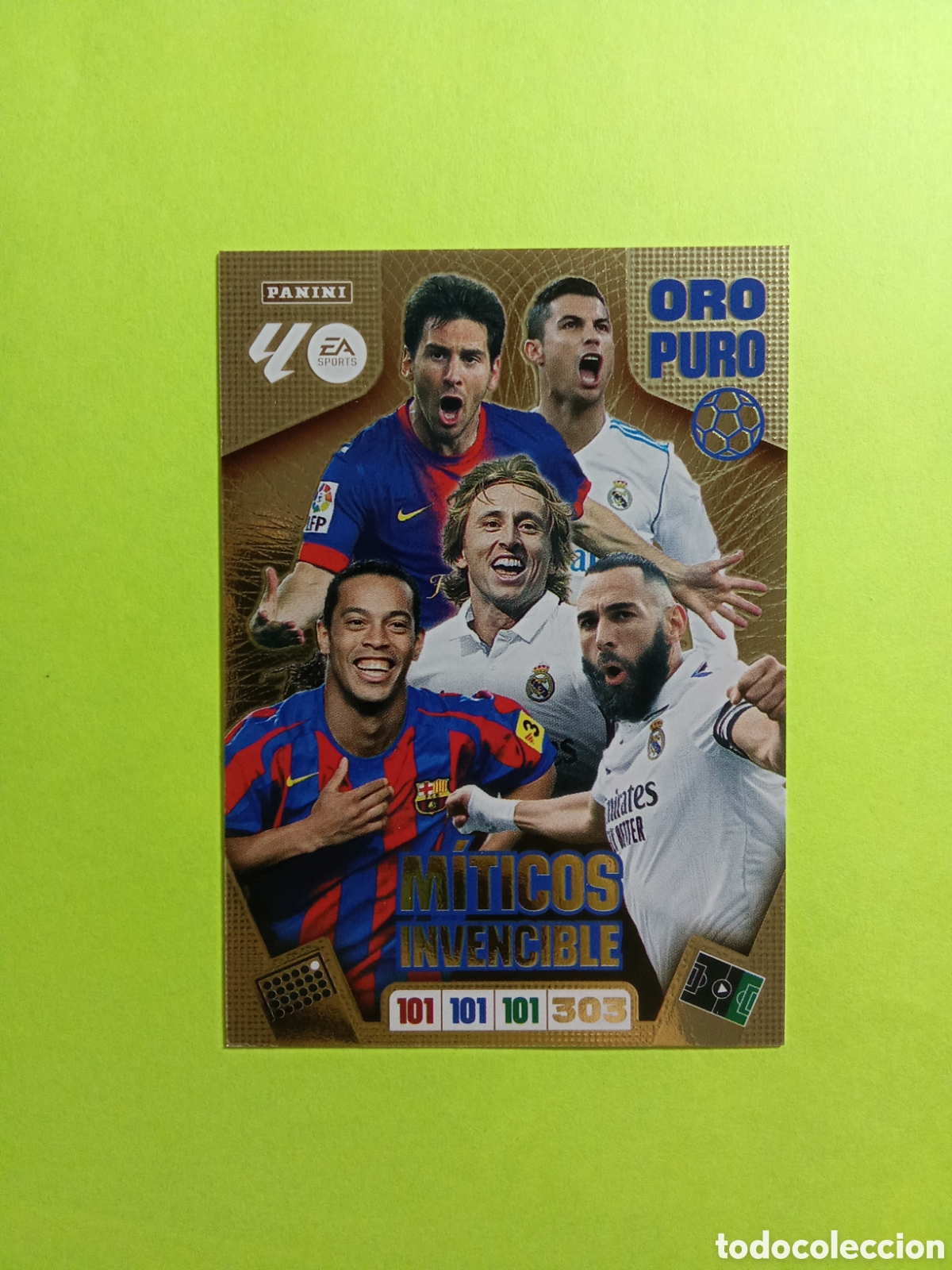 Figurine di Calcio: CROMO MITICOS INVENCIBLE ORO PURO MESSI CRISTIANO RONALDO ADRENALYN 25-26