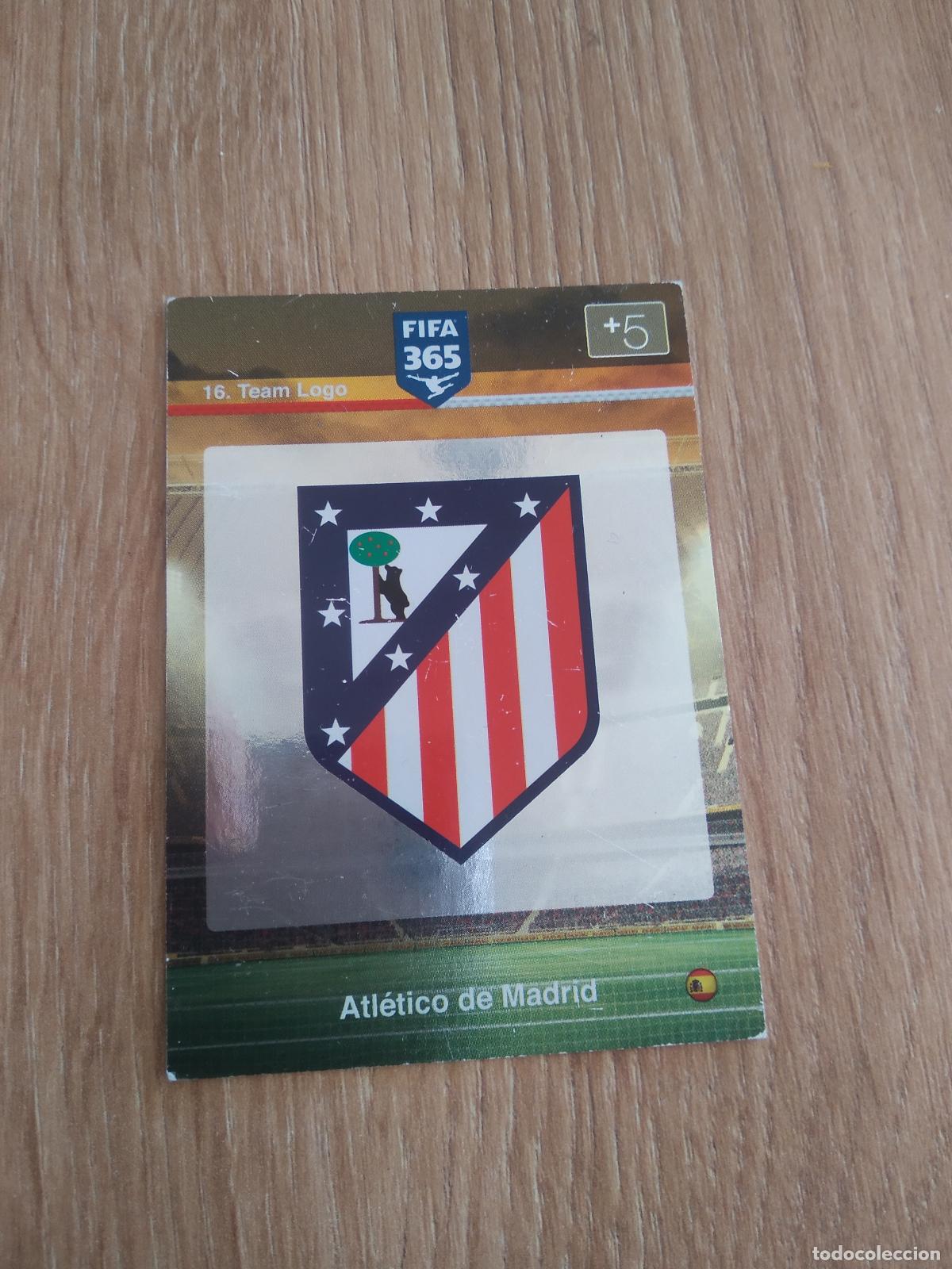 Cromos de F&uacute;tbol: 16 ESCUDO ATLETICO DE MADRID CROMO FUTBOL PANINI FIFA 365 2015-2016 ADRENALYN 15-16