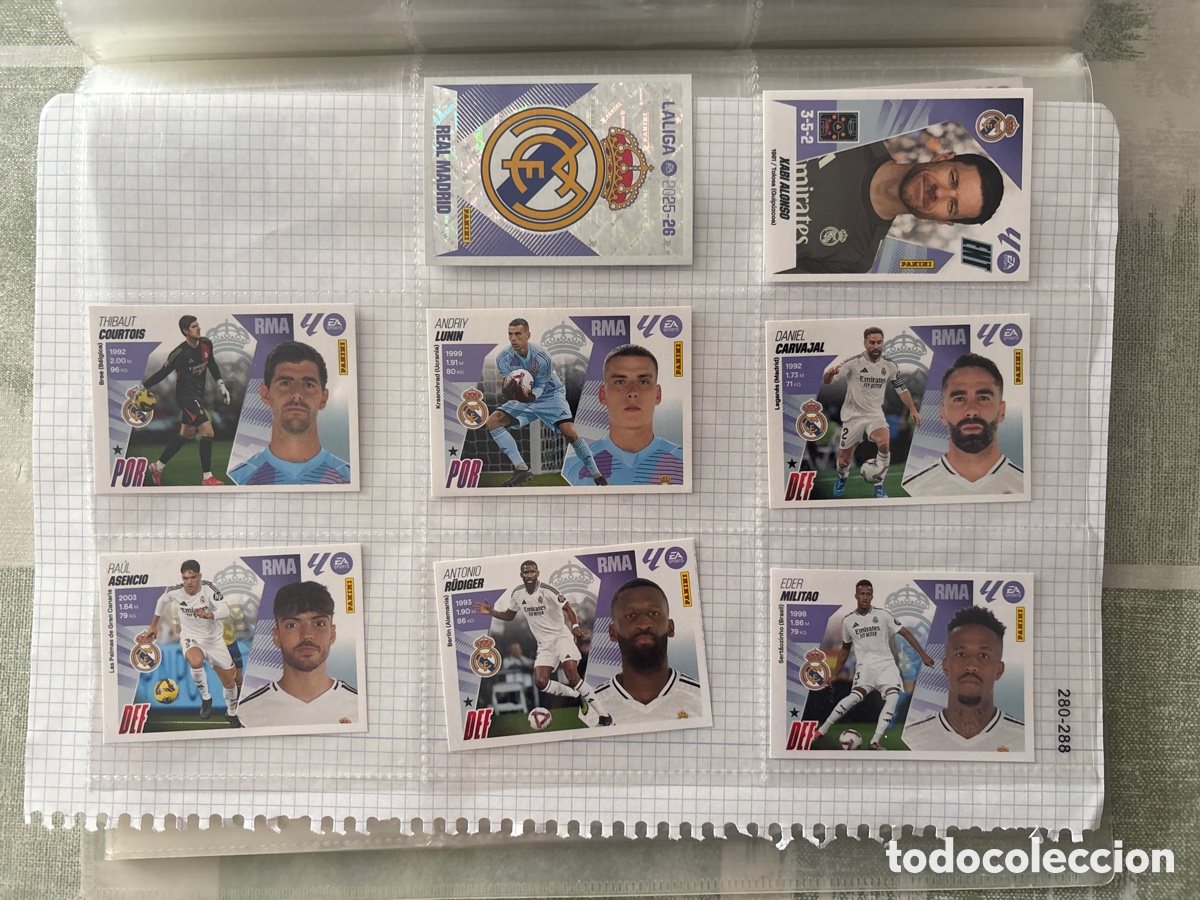 Cromos de F&uacute;tbol: LOTE 38 CROMOS REAL MADRID COMPLETO LIGA ESTE 2025 2026 25 26