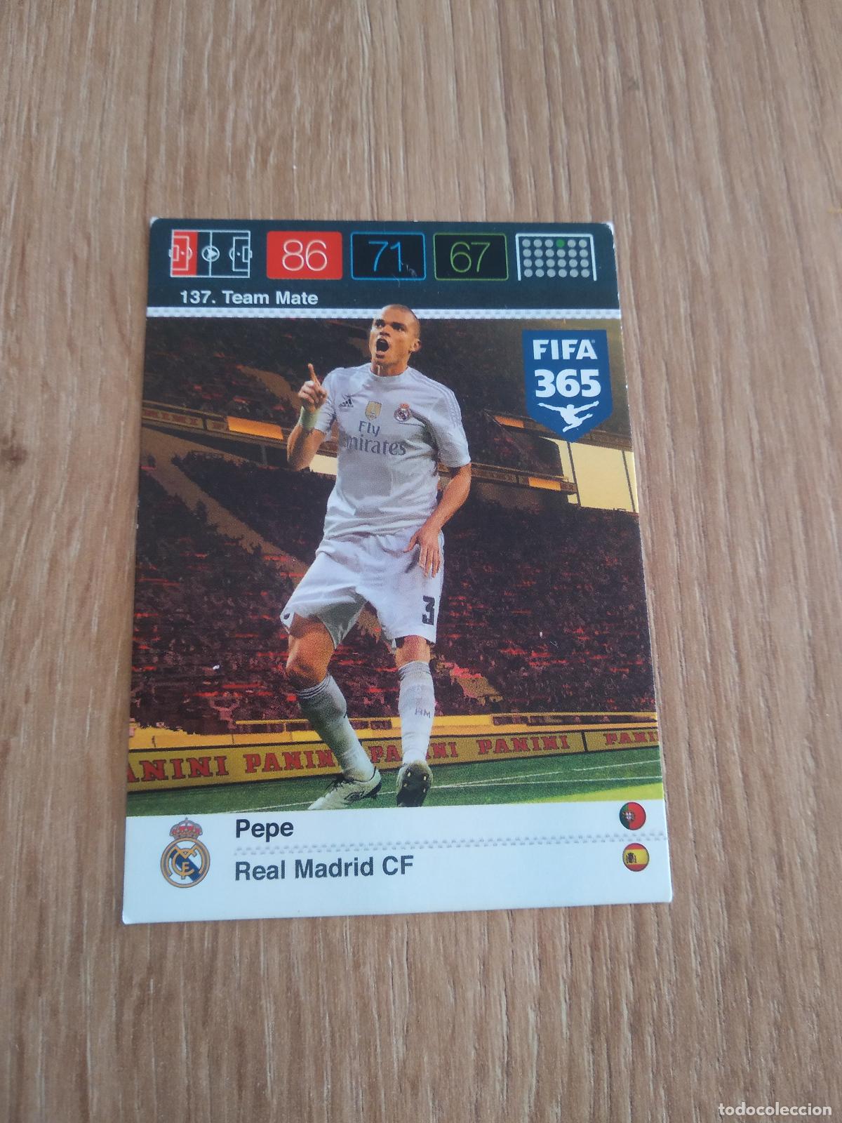 Cromos de F&uacute;tbol: 137 PEPE REAL MADRID CROMO FUTBOL PANINI FIFA 365 2015-2016 ADRENALYN 15-16