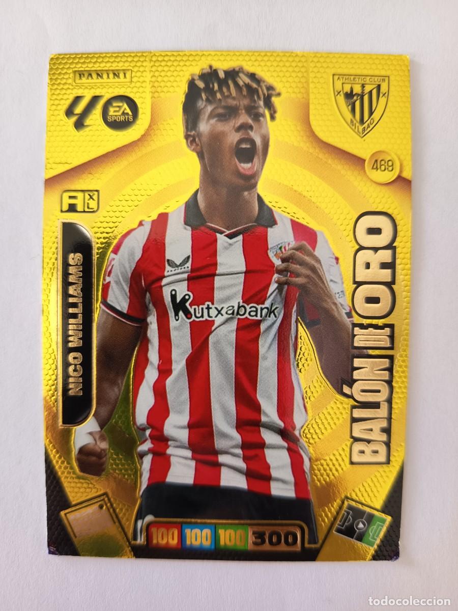Fu&szlig;ball-Sticker: CARD 469 BAL&Oacute;N DE ORO NICO WILLIAMS ATHLETIC CLUB - ADRENALYN 2025 2026 25 26 PANINI LIGA - VER FOTO