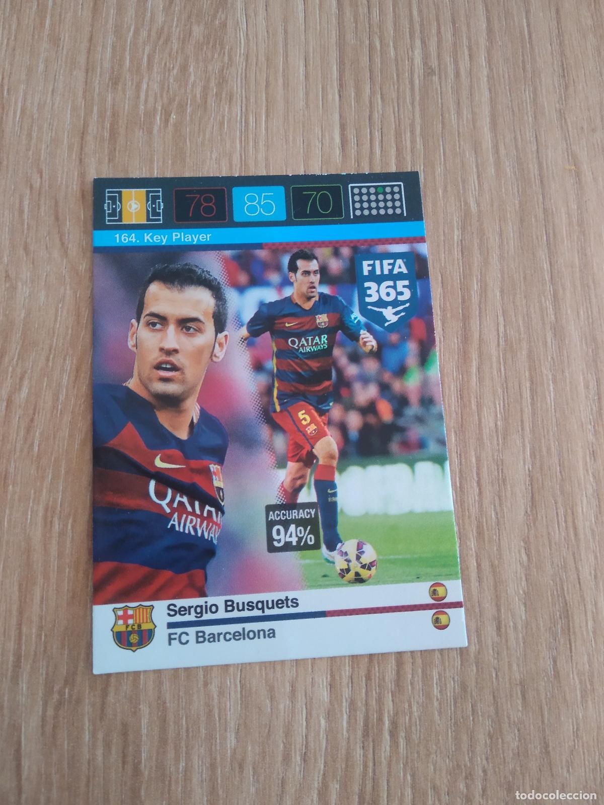 Cromos de F&uacute;tbol: 164 BUSQUETS BARCELONA BAR&Ccedil;A CROMO FUTBOL PANINI FIFA 365 2015-2016 ADRENALYN 15-16