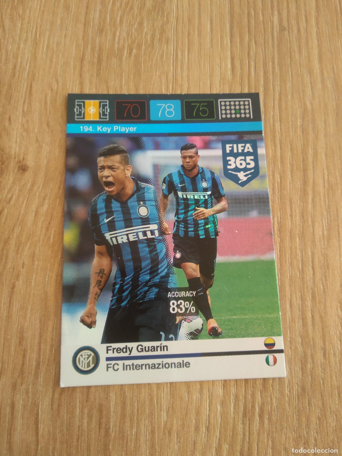 Cromos de F&uacute;tbol: 194 FREDY GUARIN INTER MILAN CROMO FUTBOL PANINI FIFA 365 2015-2016 ADRENALYN 15-16