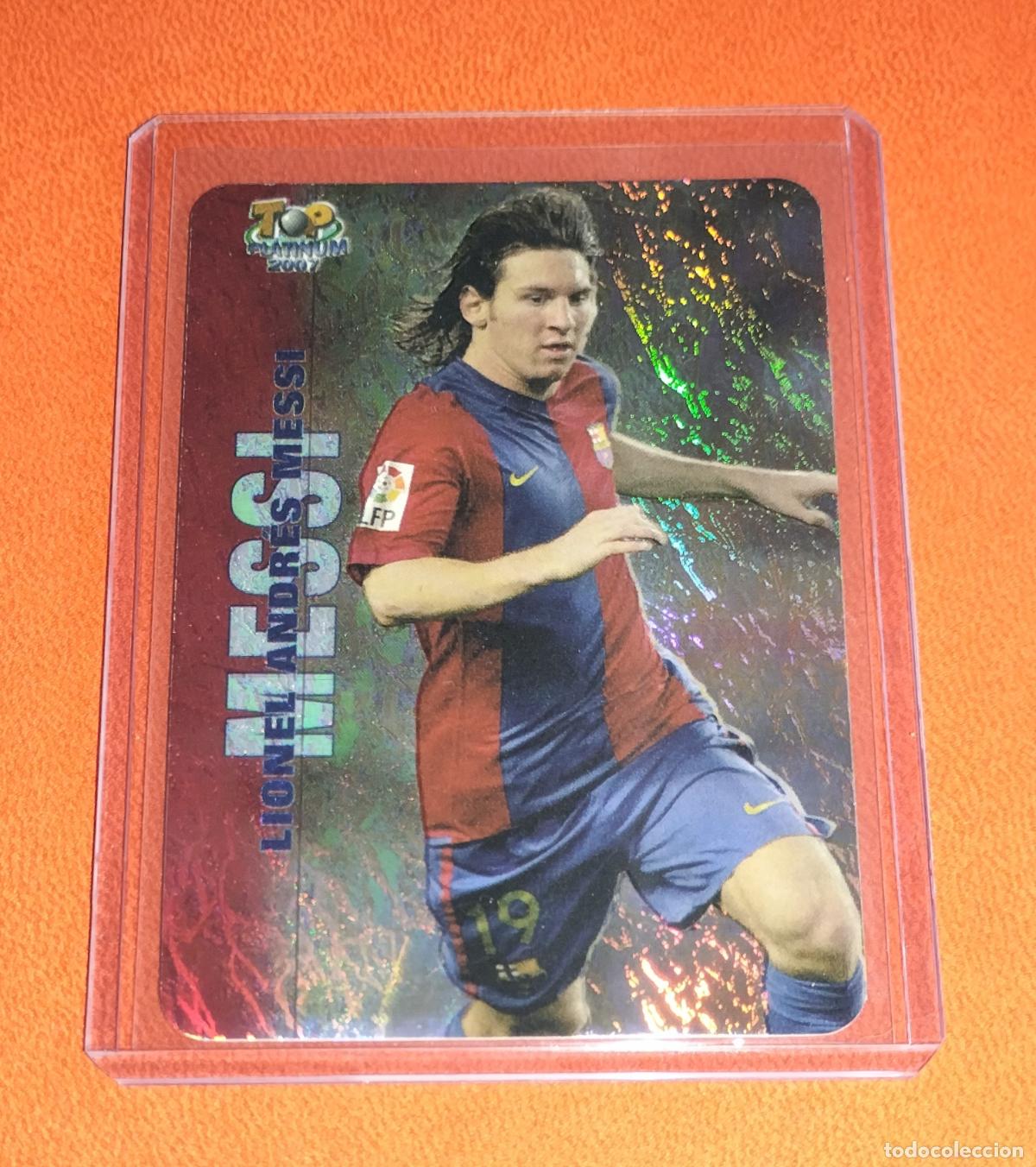 Cromos de F&uacute;tbol: 730 LIONEL MESSI TOP PLATINUM VERSION JASPEADO FC BARCELONA CARD MUNDICROMO LIGA 2006 2007 06 07