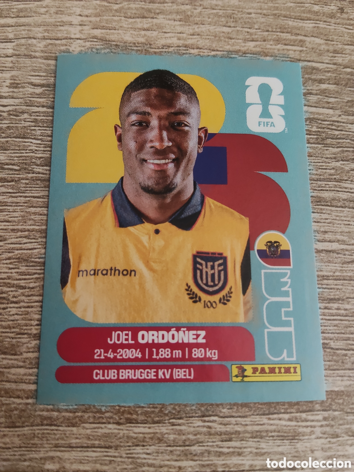 Cromos de F&uacute;tbol: Panini mundial 2026 ECU 8 Joel Ord&oacute;&ntilde;ez Ecuador