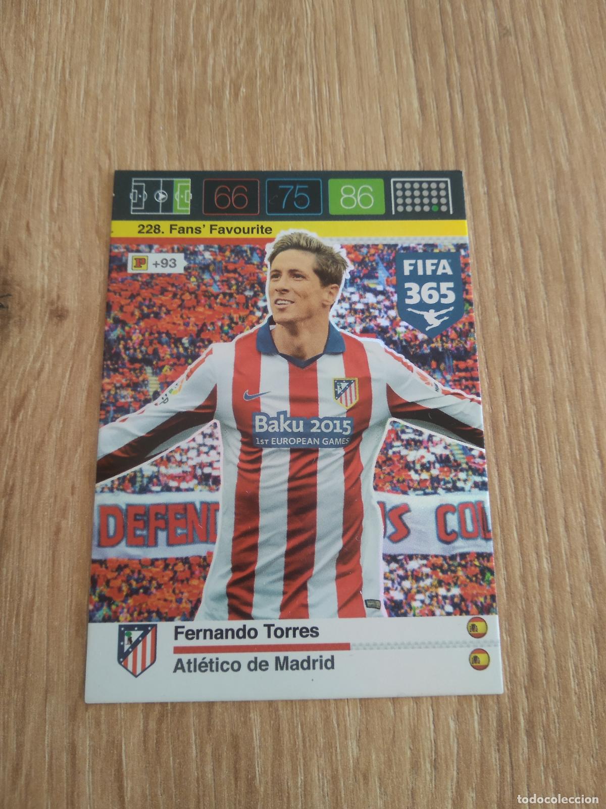 Cromos de F&uacute;tbol: 228 FERNANDO TORRES ATLETICO DE MADRID CROMO FUTBOL PANINI FIFA 365 2015-2016 ADRENALYN 15-16