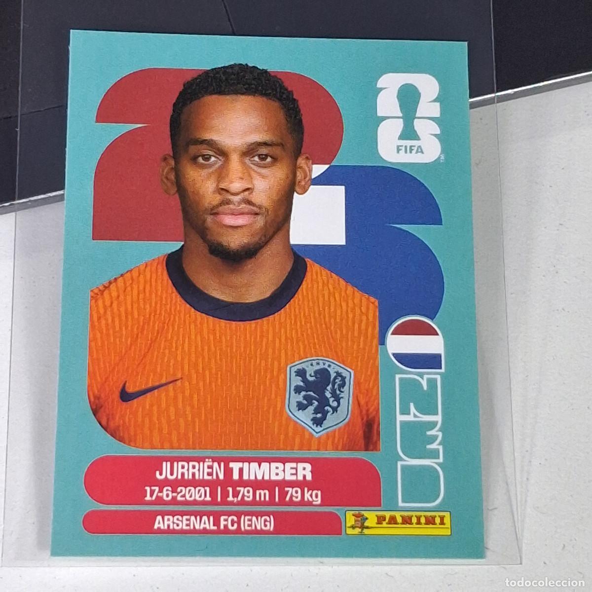 Cromos de F&uacute;tbol: B12 NED5 JURRI&Euml;N TIMBER 5 PA&Iacute;SES BAJOS HOLANDA NED MUNDIAL FIFA WORLD CUP 2026 STICKER PANINI