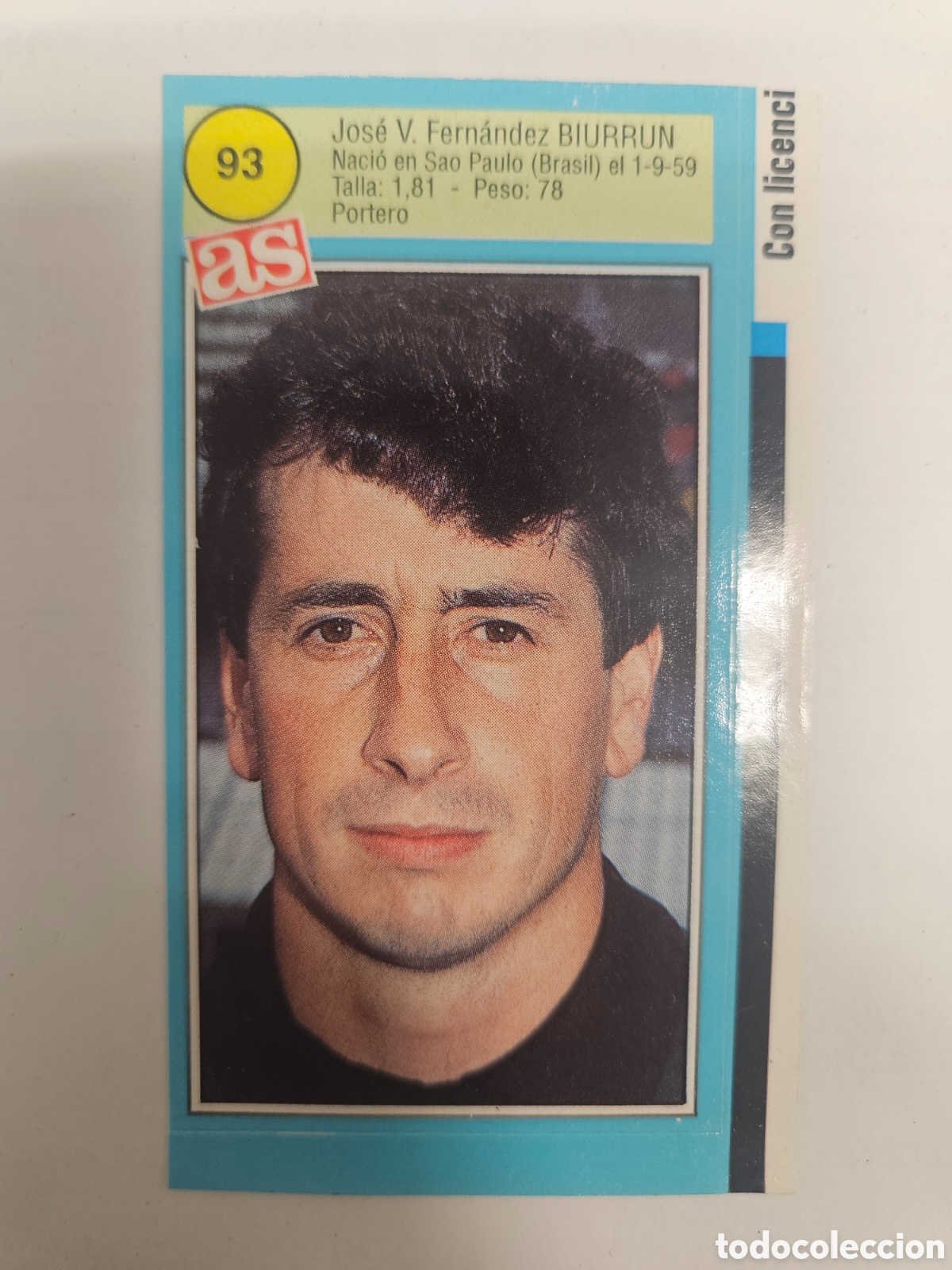 Cromos de F&uacute;tbol: CROMO ADHESIVO, PEGATINA, AS N&ordm; 93, BIURRUN, TEMP. 90-91, COLECCION AS, R.C.D. ESPA&Ntilde;OL, ESPANYOL