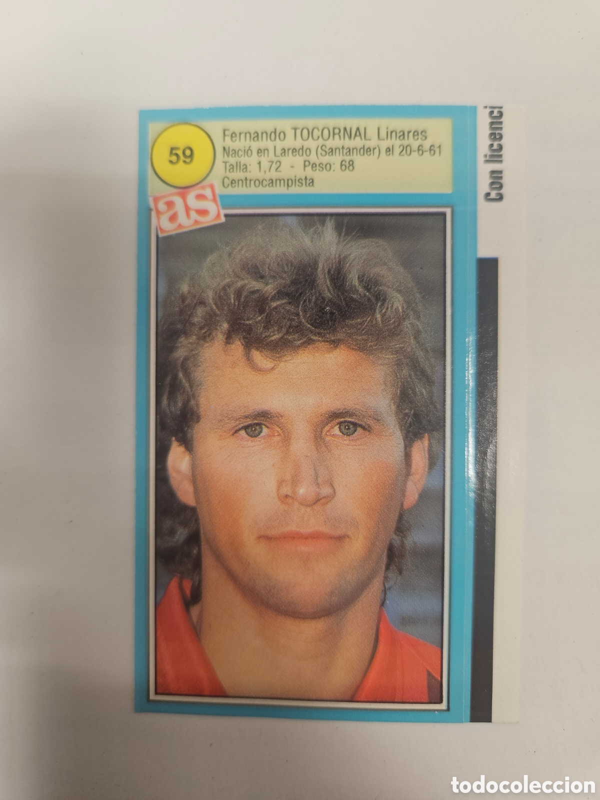 Cartes &agrave; collectionner de Football: CROMO ADHESIVO, PEGATINA, AS N&ordm; 59, TOCORNAL, TEMP. 90-91, COLECCION AS, REAL BURGOS C.F. SIN PEGAR