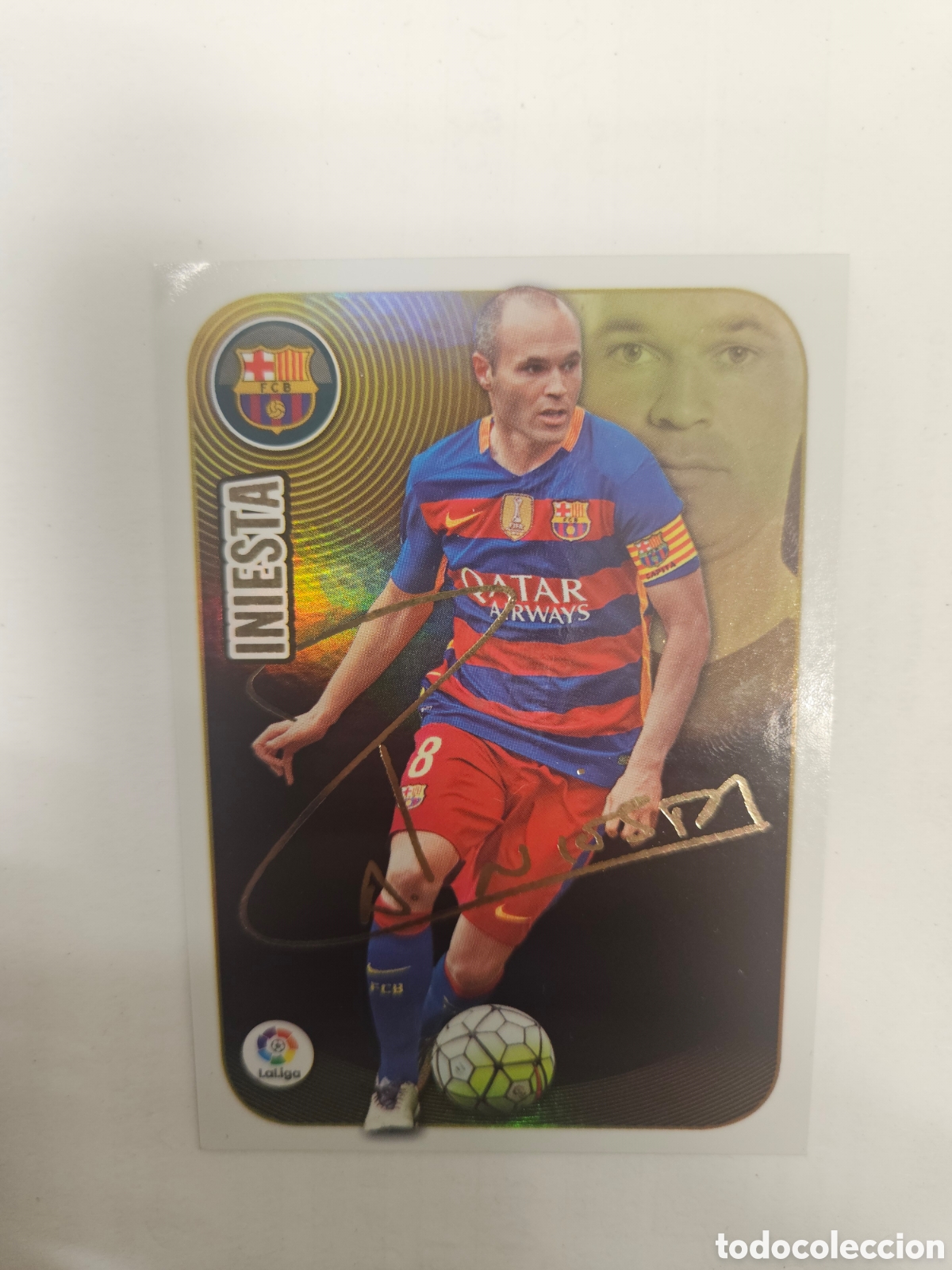 Cromos de F&uacute;tbol: 8 INIESTA BARCELONA SERIE 10 FIRMADO PANINI LIGA ESTE 16 17 2016 2017
