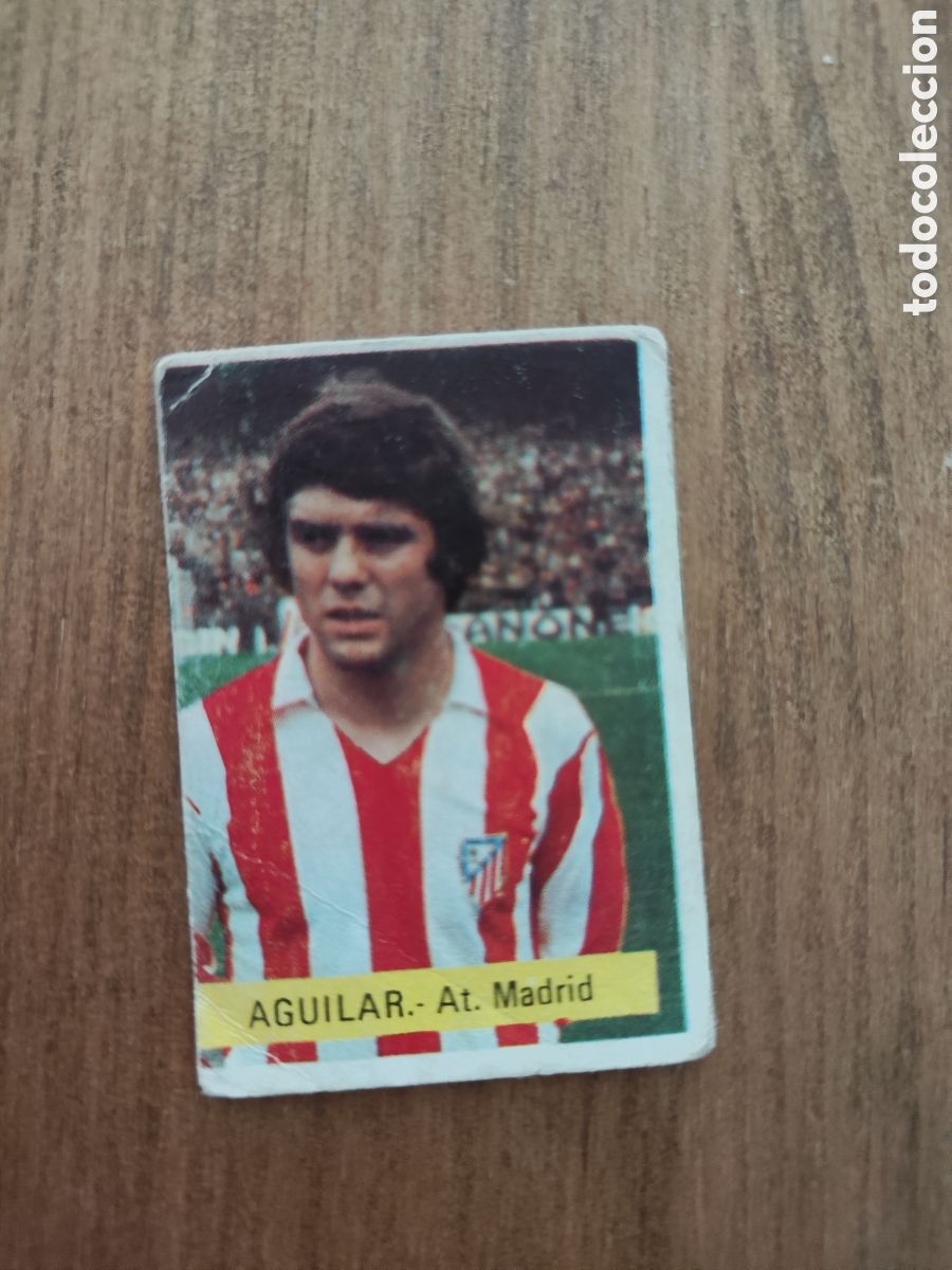 Cromos de F&uacute;tbol: Fini 75 76 sin pegar dep&oacute;sito MU Atl&eacute;tico Madrid Aguilar