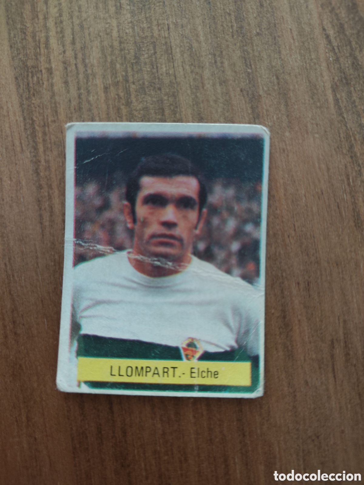 Cromos de F&uacute;tbol: Fini 75 76 sin pegar dep&oacute;sito MU Elche Llompart con doblez central