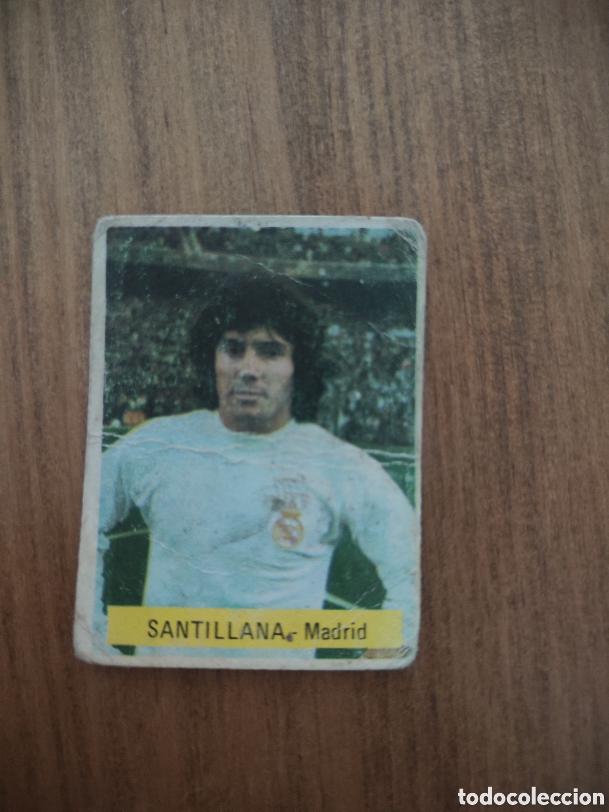 Cromos de F&uacute;tbol: Fini 75 76 sin pegar dep&oacute;sito MU Real Madrid Santillana con doblez