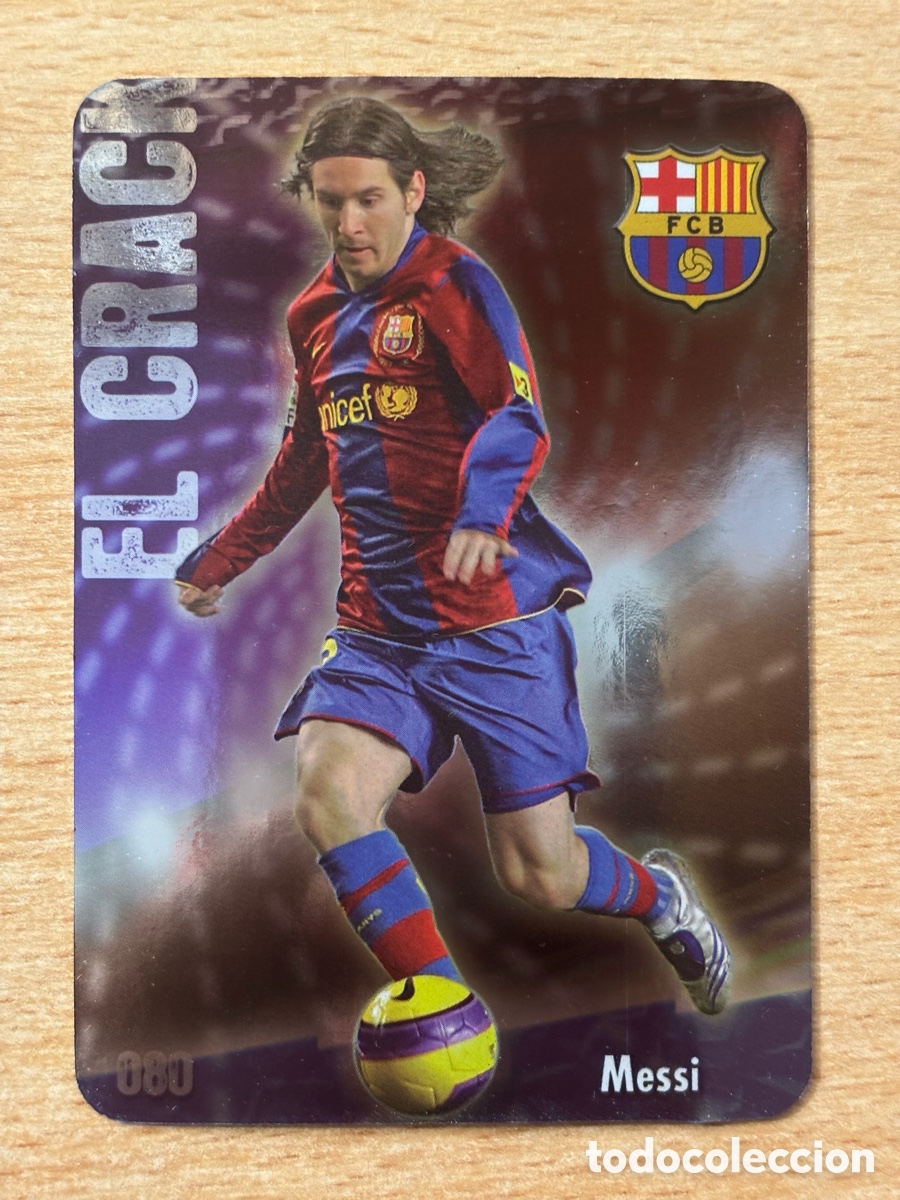 Cromos de F&uacute;tbol: # 80 Messi FC Barcelona,el crack Mundicromo 2009 versi&oacute;n brillo liso puntas redondasperfecto estado