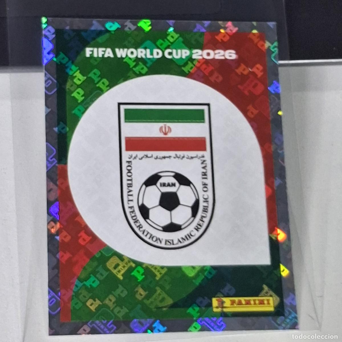 Cromos de F&uacute;tbol: B12 IRN 1 IRN1 ESCUDO LOGO BADGE IRAN IRAO MUNDIAL FIFA WORLD CUP 2026 STICKER PANINI