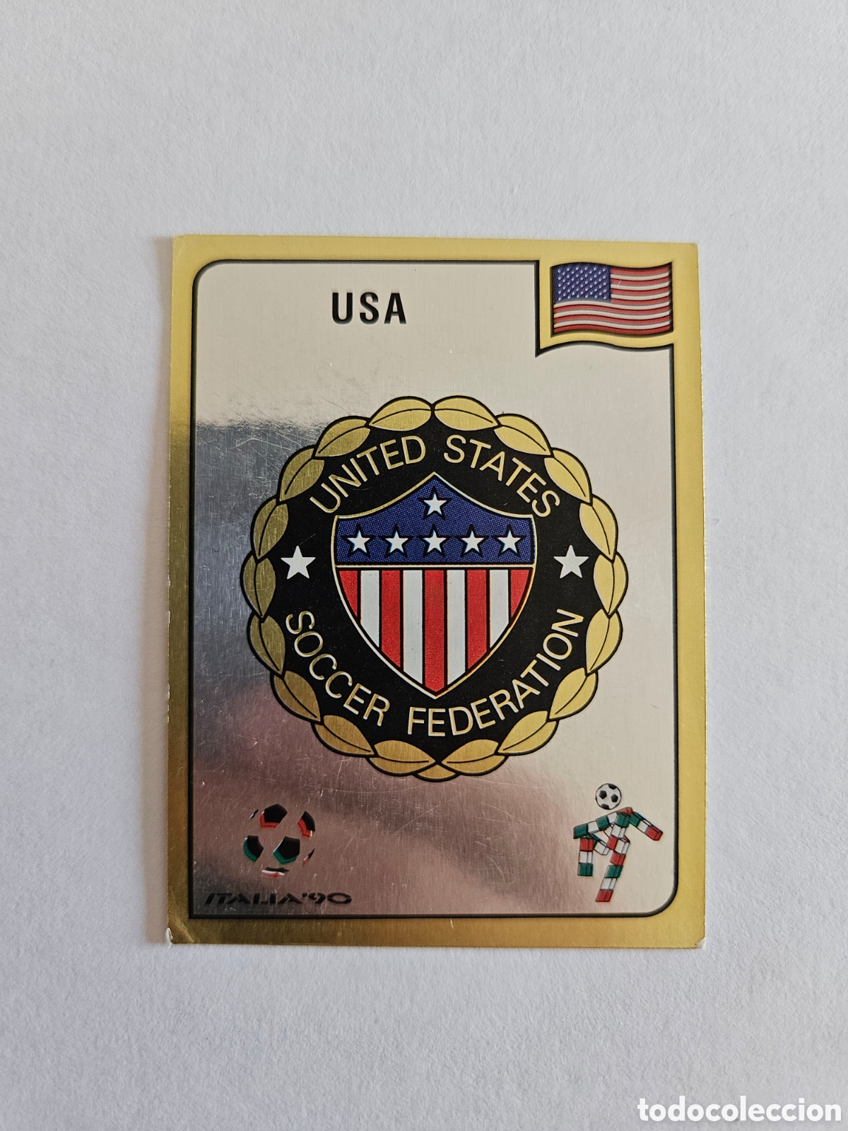 Cromos de Futebol: N&deg;95 Escudo USA (Estados Unidos) Mundial Italia 90 PANINI. Nunca pegado