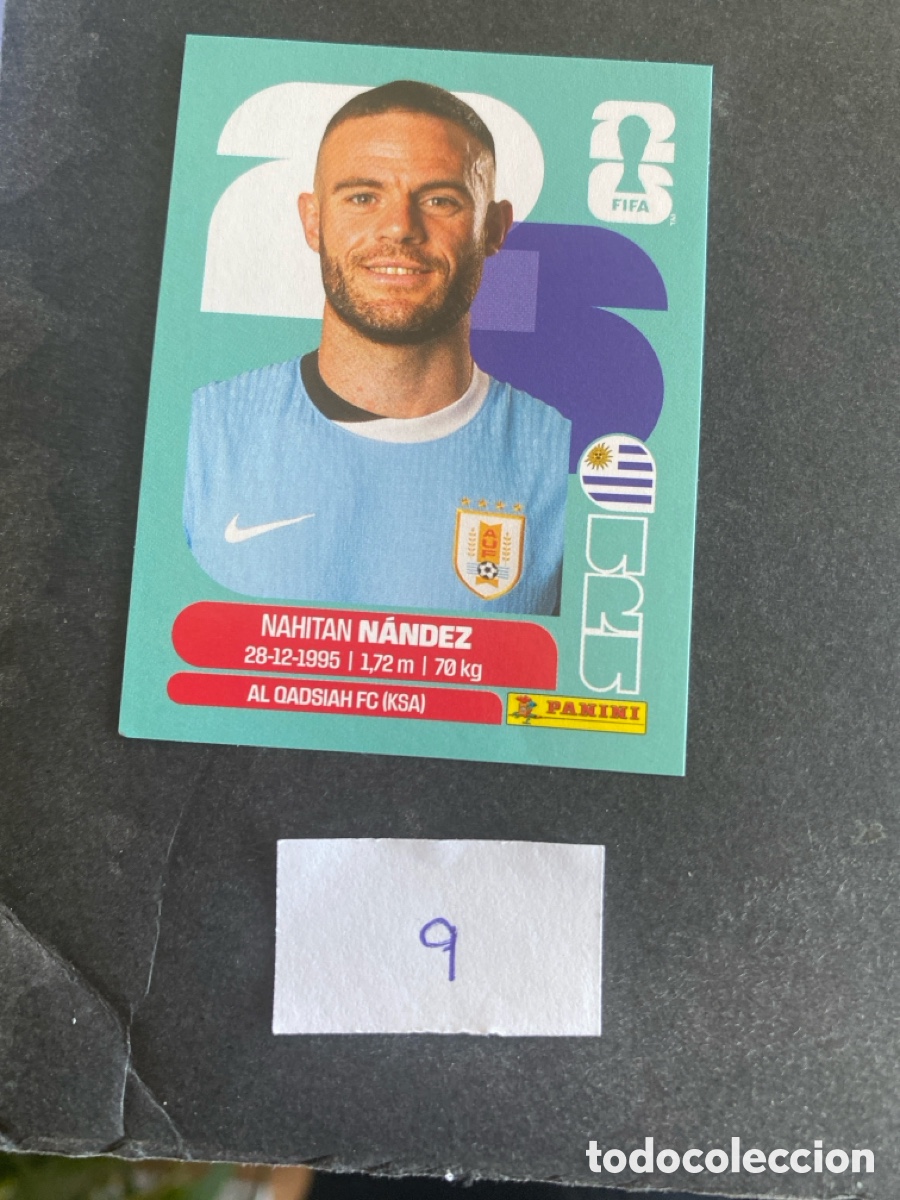 Cromos de F&uacute;tbol: Cromo Uruguay Mundial N* 9 nuevo