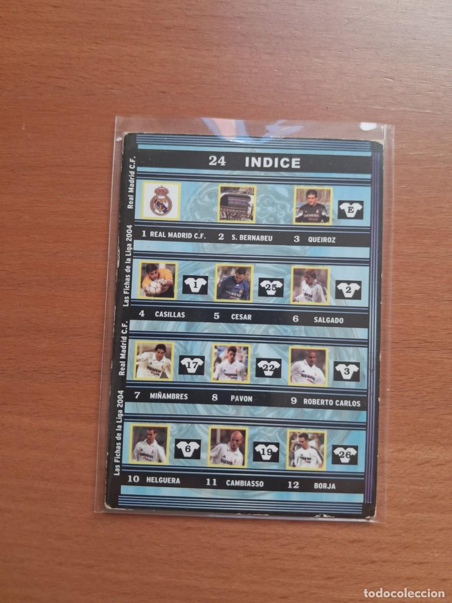 Cromos de F&uacute;tbol: Fichas de la Liga de Mundicromo 2003 2004 03 04 Real Madrid CF 24 Indice