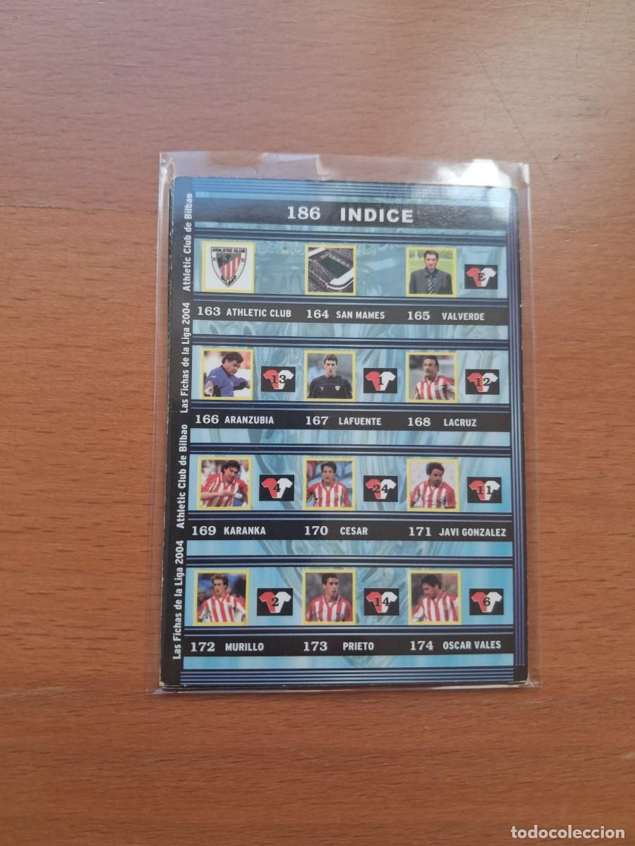 Cromos de F&uacute;tbol: Fichas de la Liga de Mundicromo 2003 2004 03 04 Athletic Club de Bilbao 186 Indice