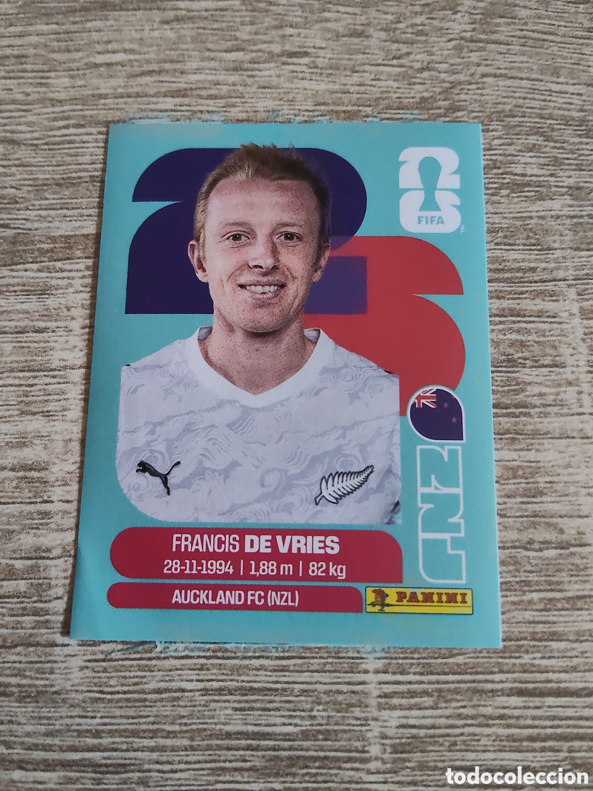 Cromos de F&uacute;tbol: Panini mundial 2026 NZL 8 Francis De Vries Nueva Zelanda