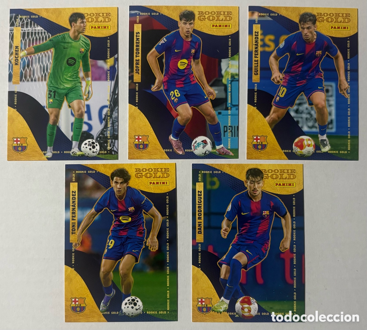 Cromos de F&uacute;tbol: Set completo ROOKIE GOLD de Panini Club FCBarcelona