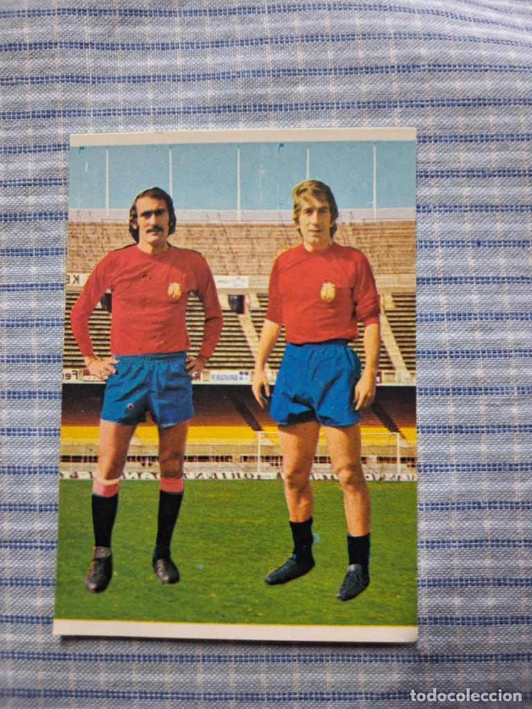 Cromos de F&uacute;tbol: Cromo Liga 75 / 76. Vel&aacute;zquez y Pirri. N&ordm;. 211. Selecci&oacute;n Espa&ntilde;ola. Editorial Ruiz Romero.