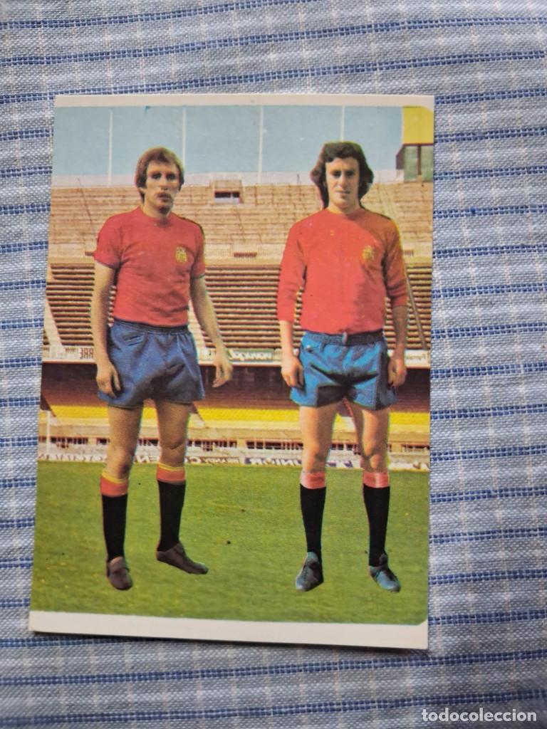 Cromos de F&uacute;tbol: Cromo Liga 75 / 76. Del Bosque y Rexach. N&ordm;. 212. Selecci&oacute;n Espa&ntilde;ola. Editorial Ruiz Romero.