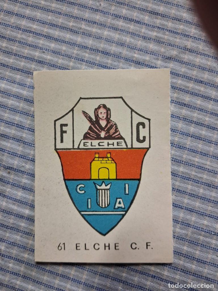 Figurine di Calcio: Cromo de F&uacute;tbol Frutos secos Churruca Temporada 1967/1968. Escudo del Elche C.F. N&ordm; 61.