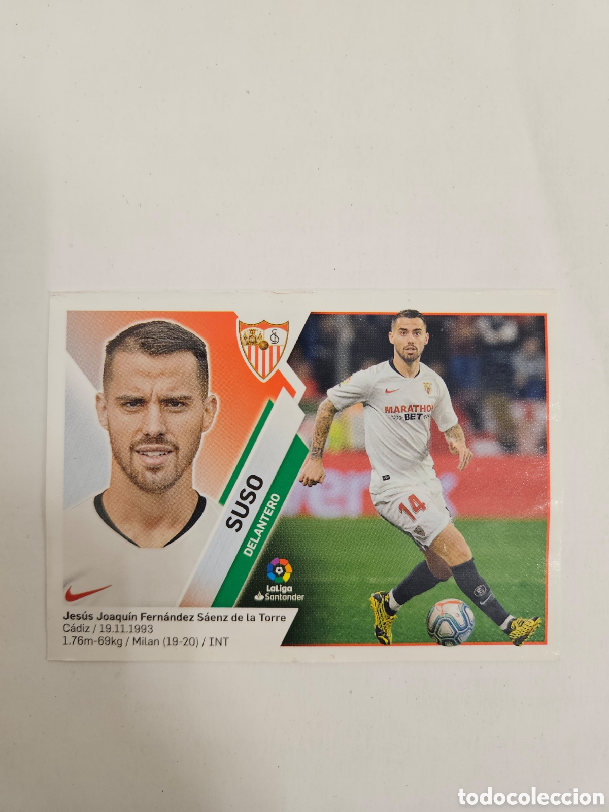 Fu&szlig;ball-Sticker: Suso -- n&ordm; 35 -- Sevilla -- Mercado de Invierno -- 19/20 -- Este -- Nunca Pegado