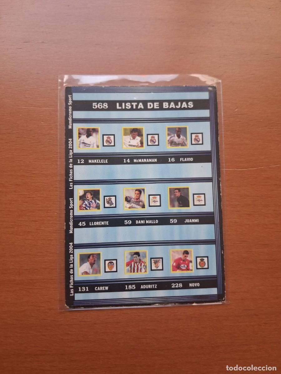 Cromos de F&uacute;tbol: Fichas de la Liga de Mundicromo 2003 2004 03 04 Indice 568 Lista de Bajas