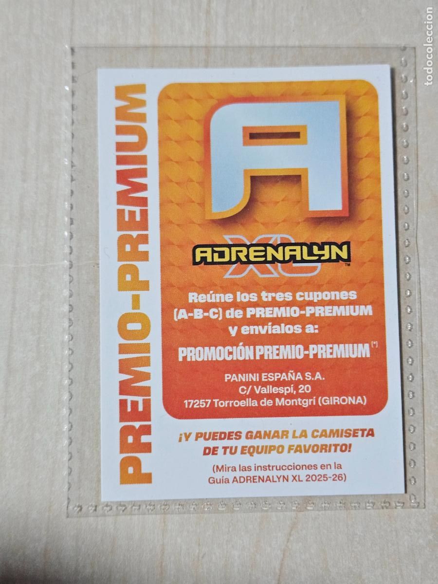 Football Stickers: FICHA A - ADRENALYN 25 26 - PANINI 2025 - 26 - CROMO - EDICION LIMITADA PREMIO PREMIUM
