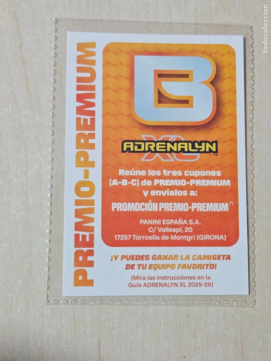 Cromos de F&uacute;tbol: FICHA B - ADRENALYN 25 26 - PANINI 2025 - 26 - CROMO - EDICION LIMITADA PREMIO PREMIUM