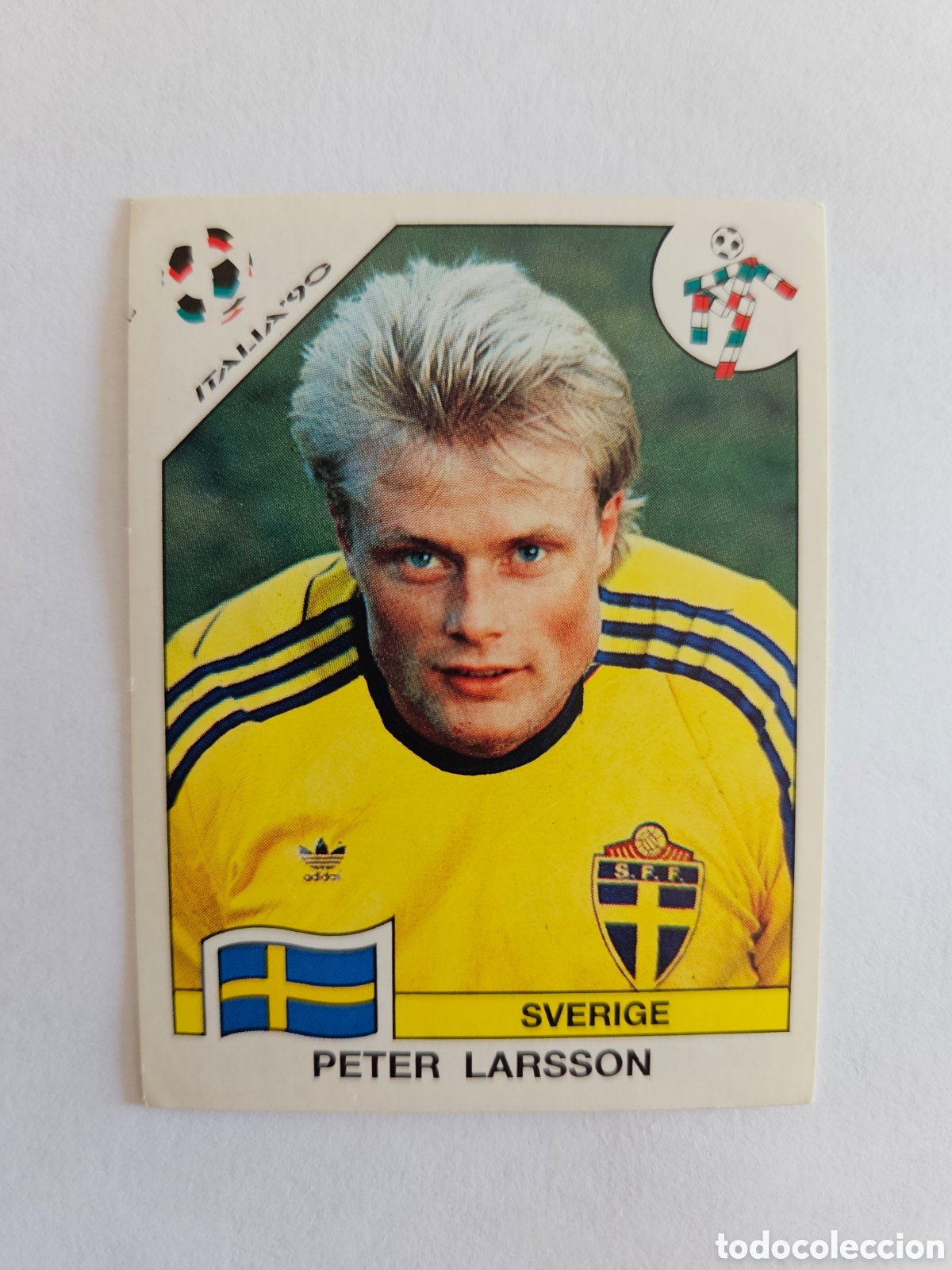 Cromos de F&uacute;tbol: N&deg;235 Peter Larsson (Suecia) Mundial Italia 90 PANINI. Nunca pegado, sin pegar