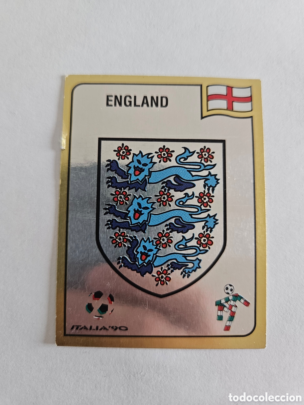 Cromos de F&uacute;tbol: ESCUDO SELECCION INGLATERRA 382 MUNDIAL ITALIA 90 PANINI NUNCA PEGADO SIN PEGAR