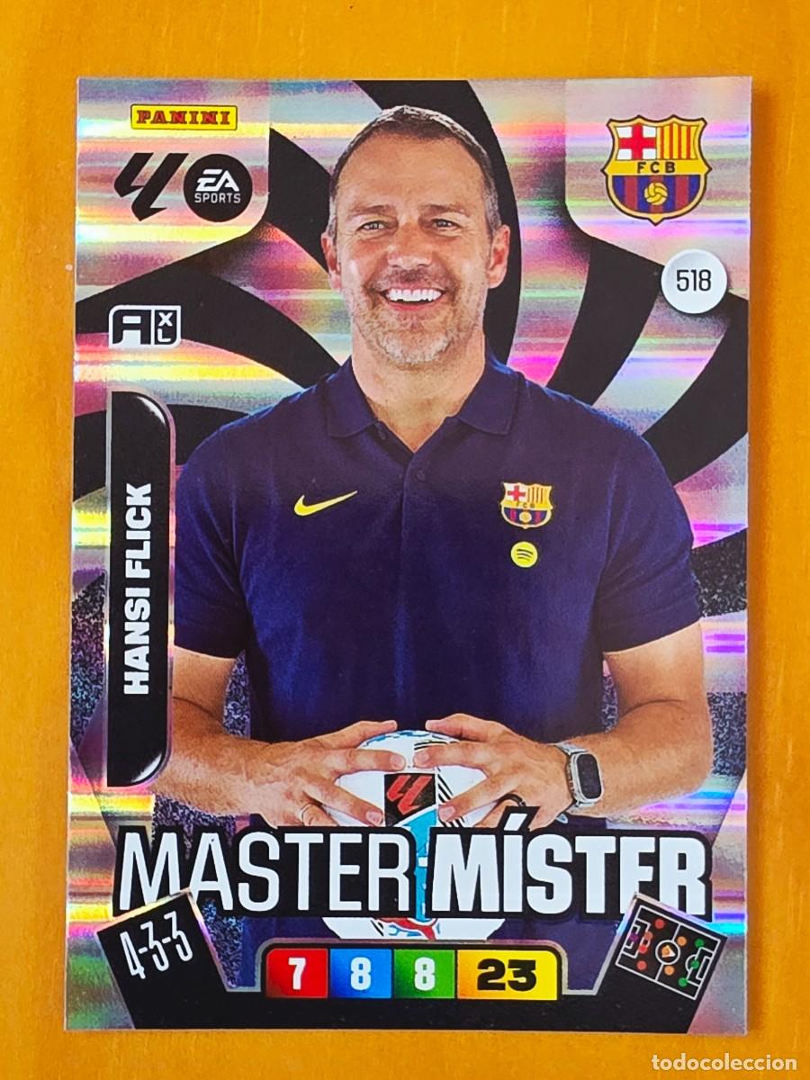 Cromos de F&uacute;tbol: 518 Hansi Flick, FC Barcelona, Master M&iacute;ster, Panini Adrenalyn XL Liga 2025 2026 25 26