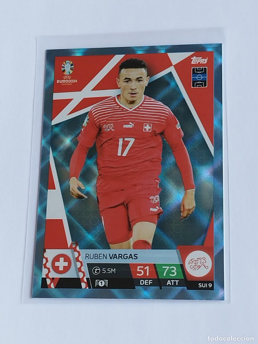 Cartes &agrave; collectionner de Football: VARGAS BLUE CRYSTAL #SUI 9 SUIZA AZUL PARALELA - TOPPS EUROCOPA 2024 MATCH ATTAX UEFA EURO 24 SUI9