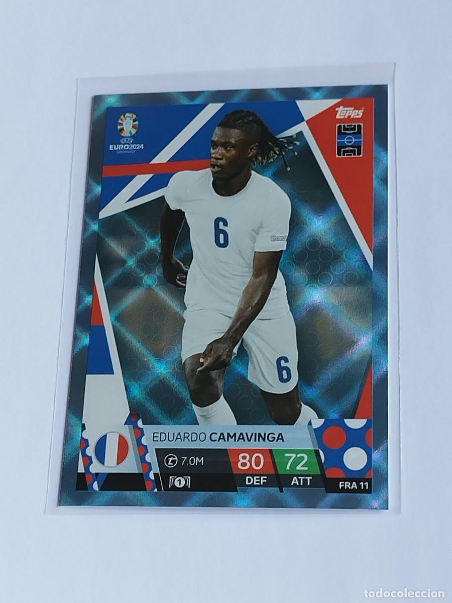 Cromos de F&uacute;tbol: CAMAVINGA BLUE CRYSTAL FRA 11 FRANCIA AZUL PARALELA TOPPS EUROCOPA 2024 MATCH ATTAX UEFA EURO FRA11