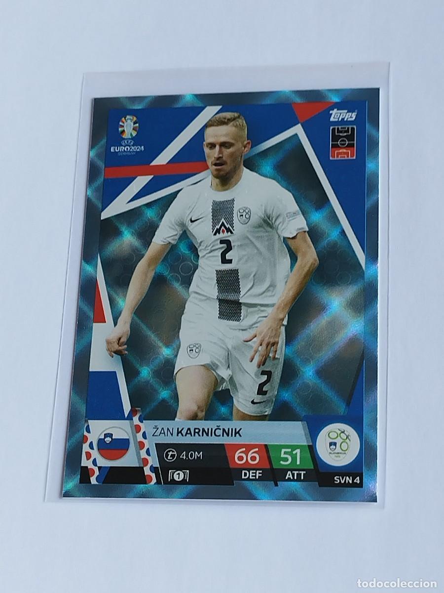 Cromos de F&uacute;tbol: KARNICNIK BLUE CRYSTAL SVN 4 ESLOVENIA AZUL PARALELA TOPPS EUROCOPA 2024 MATCH ATTAX UEFA EURO SVN4