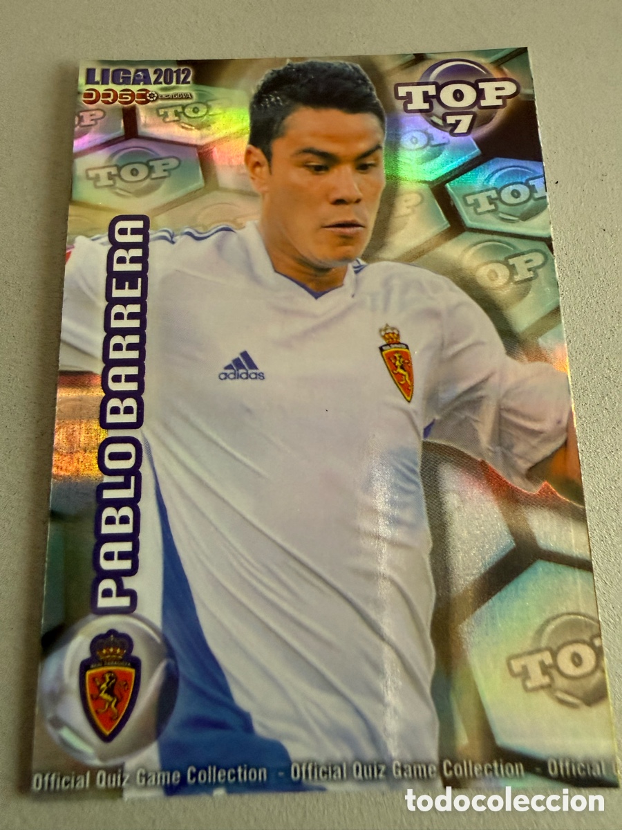 Fu&szlig;ball-Sticker: MUNDICROMO 2012. n 602. Top 7. Pablo Barrera. Azul brillo